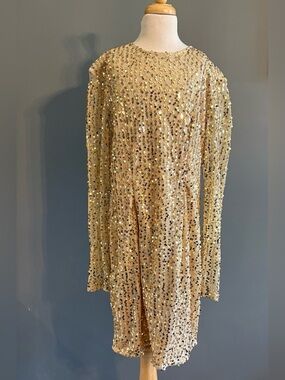 PrettyLittleThing Gold Sequin Dress with Tags
